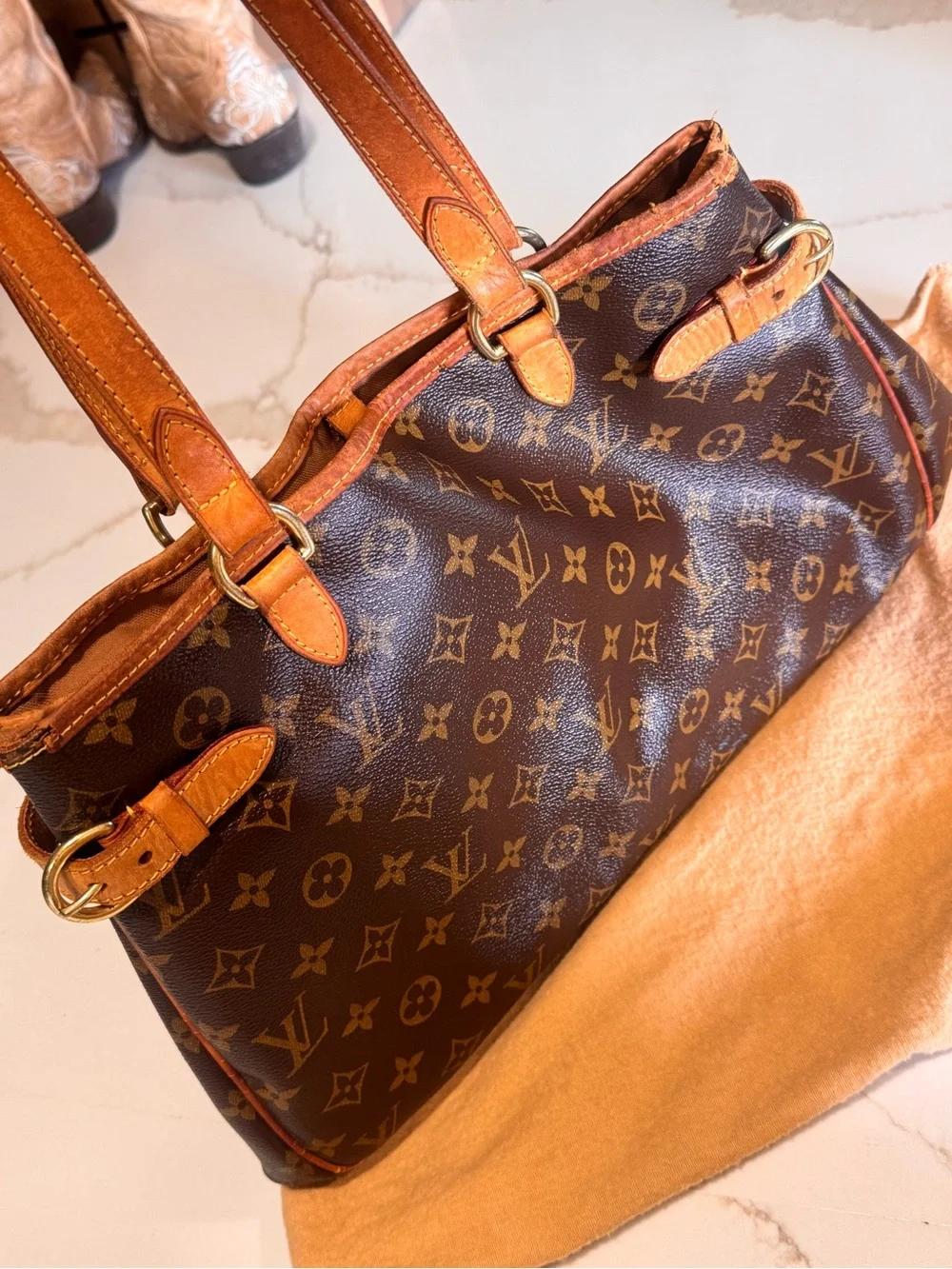 Louis Vuitton Monogram Canvas Tote in Brown and Tan - Picture 3 of 11